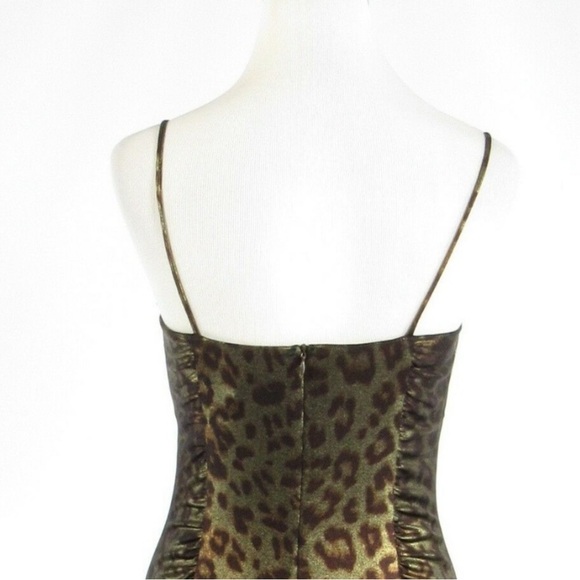 DAVID MEISTER OLIVE GREEN CHEETAH DRESS - Picture 4 of 5